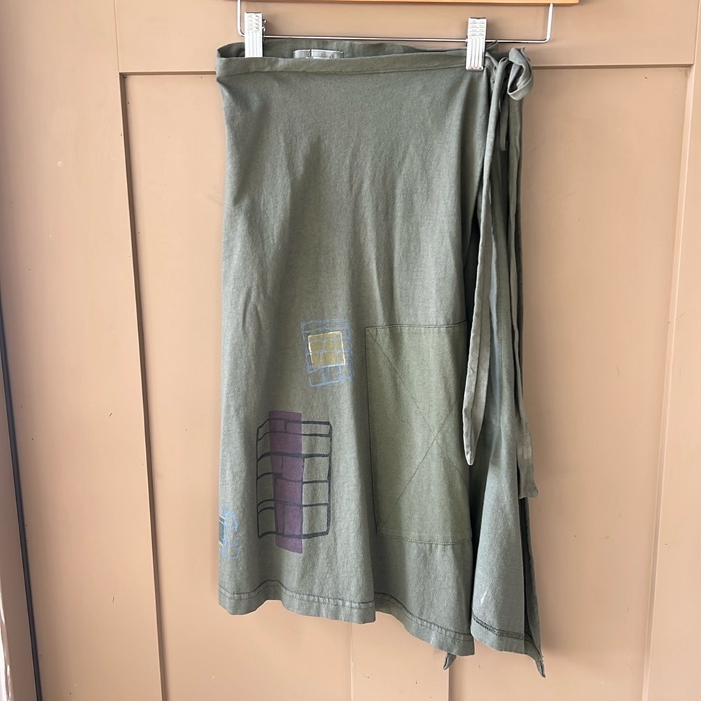 Blue Fish Vintage New w Tag One Size Green Grid Patch Wrap 100% Organic Cotton